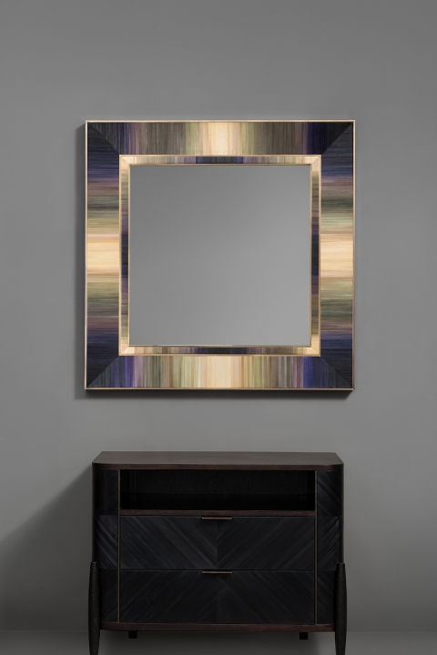 Volta Mirror, Straw Marquetry