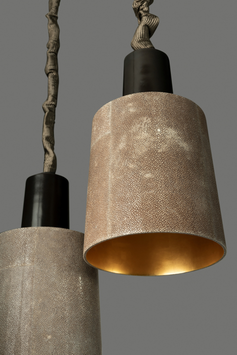 Chime Pendant Lamp, Small | Natural Chocolate Shagreen